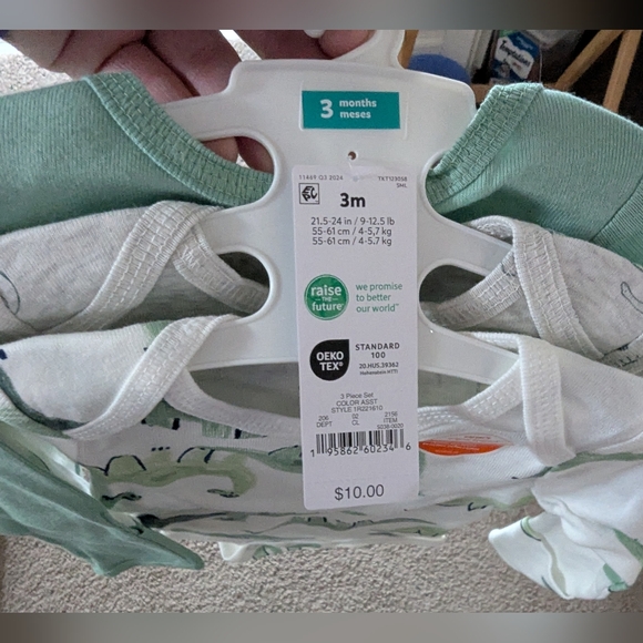 Onesies Dinosaur Print 2 Sets Of 3 - Picture 3 of 10